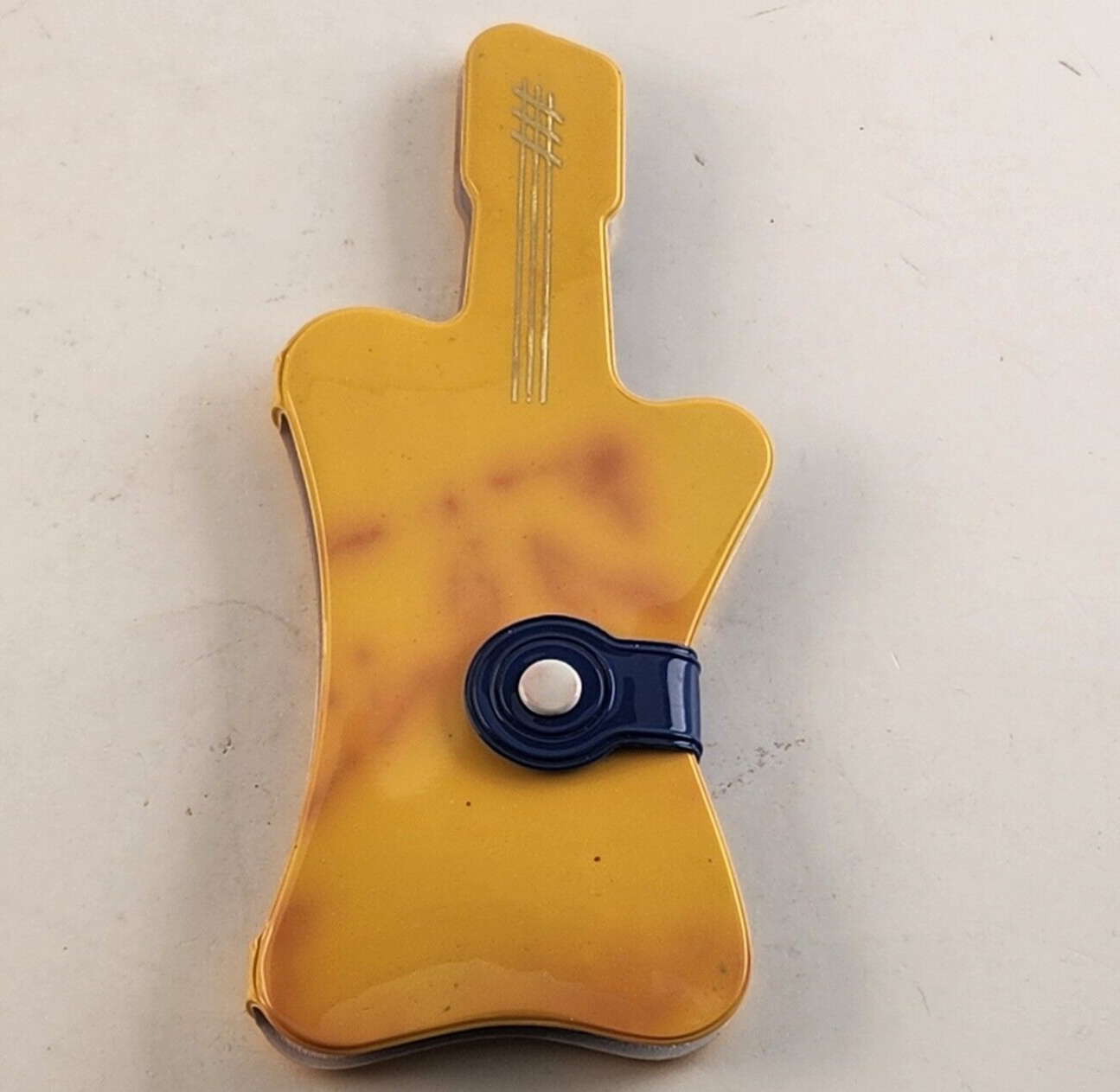 Vintage Strum Along Guitar Shaped Comb & Mirror Set Blue Yellow