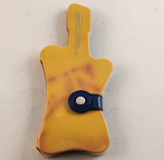 Vintage Strum Along Guitar Shaped Comb & Mirror Set Blue Yellow