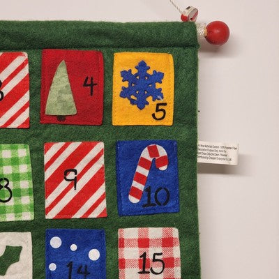 Christmas December Advent Calendar Crescent Enterprise Felt Fabric 15" Vintage