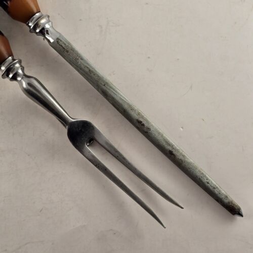 Stag Antler Handle Carving Fork and Steel Made In Sheffield England Stainless