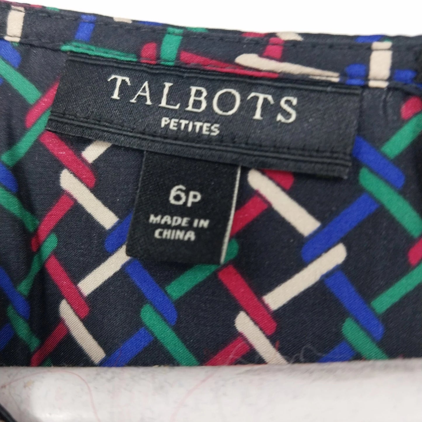 Talbots Petites Geometric Zigzag Blouse Womens 6P Multicolor Top