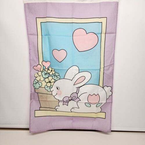 Easter Bunny w Hearts Decorative Polyester Yard Flag 42" x 27" Pink Blue Taiwan