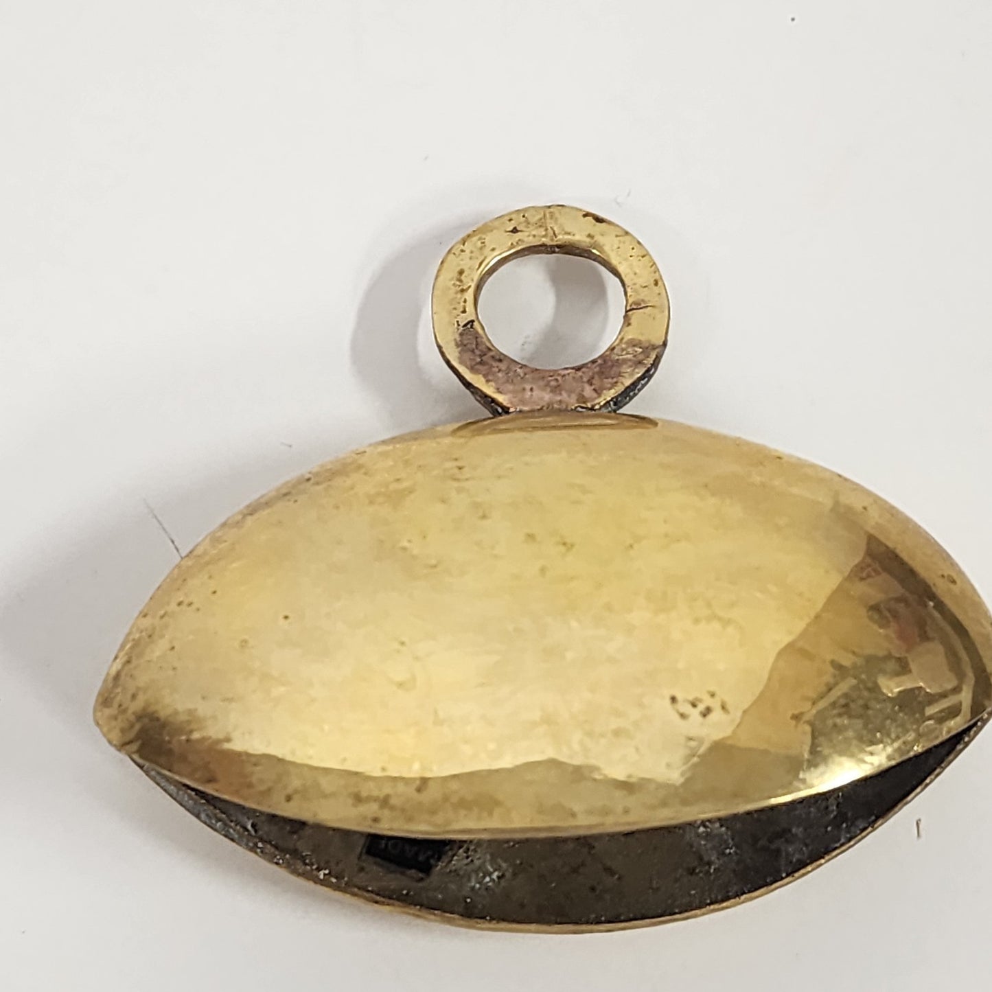 Shiny Brass Gold Tone Asymmetrical Temple Fasting Bell with Ring Handle 3"x2.5"