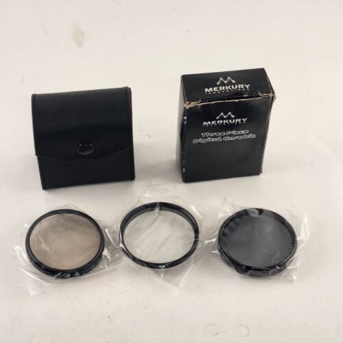 3 Merkury Optics 55mm Lens Filters PL UV FD Soft Case + 3-Piece Digital Care Kit