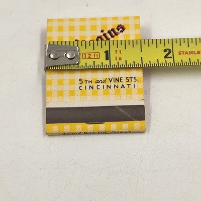 Wiggins Bar Cheerful Drinking Cincinnati Restaurant Matchbook 2" Missing 1 Match