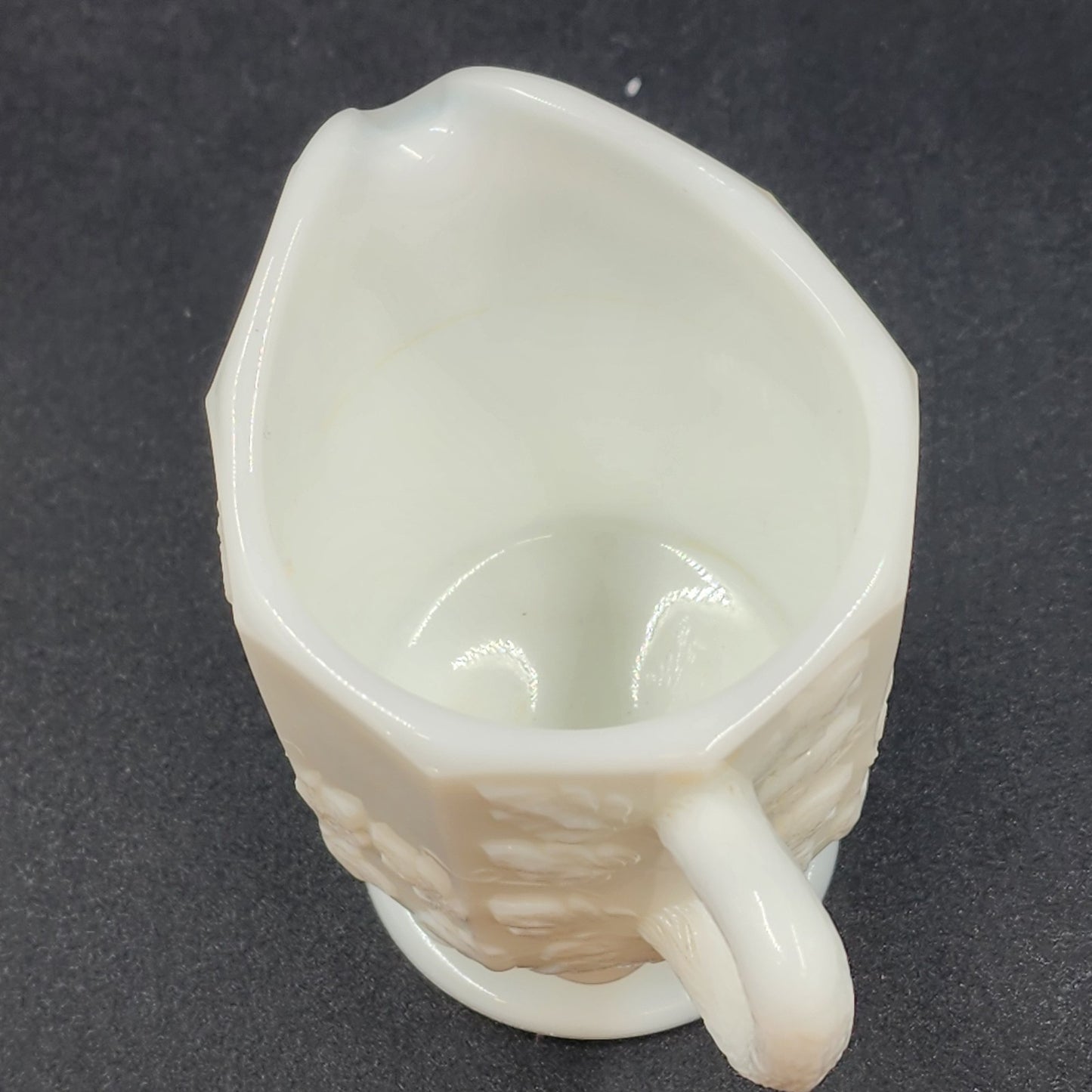 Milk Glass Creamer and Sugar Set Westmoreland Grape Pattern 8-Sided Pedestal Vtg
