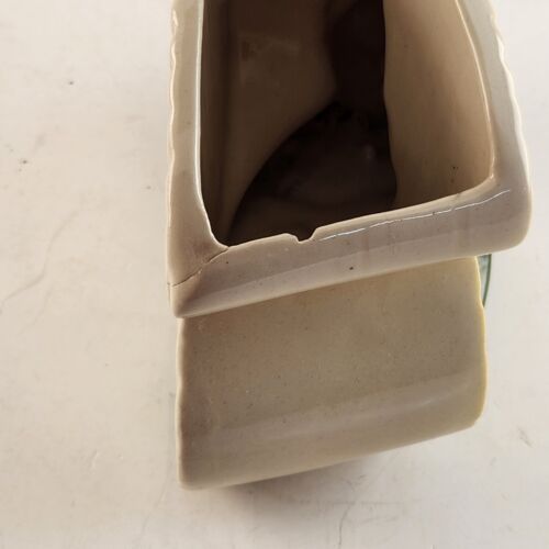 Royal Copley Dog Pottery Planter Vintage Yellow Green Flower Pot MCM
