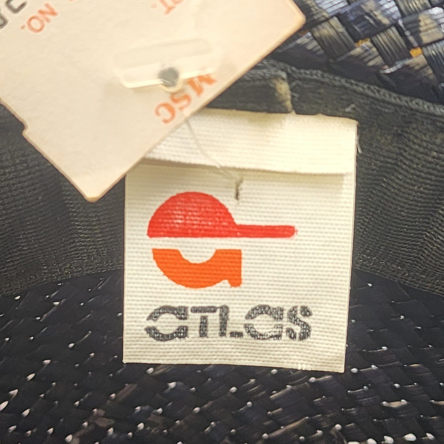 Women's Straw Sun Hat Wide Brim Black Colorful Bandana Cherry Band Medium NOS