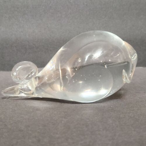 Art Glass Mouse Clear Hand Blown Paperweight Figurine 4" Long Vintage