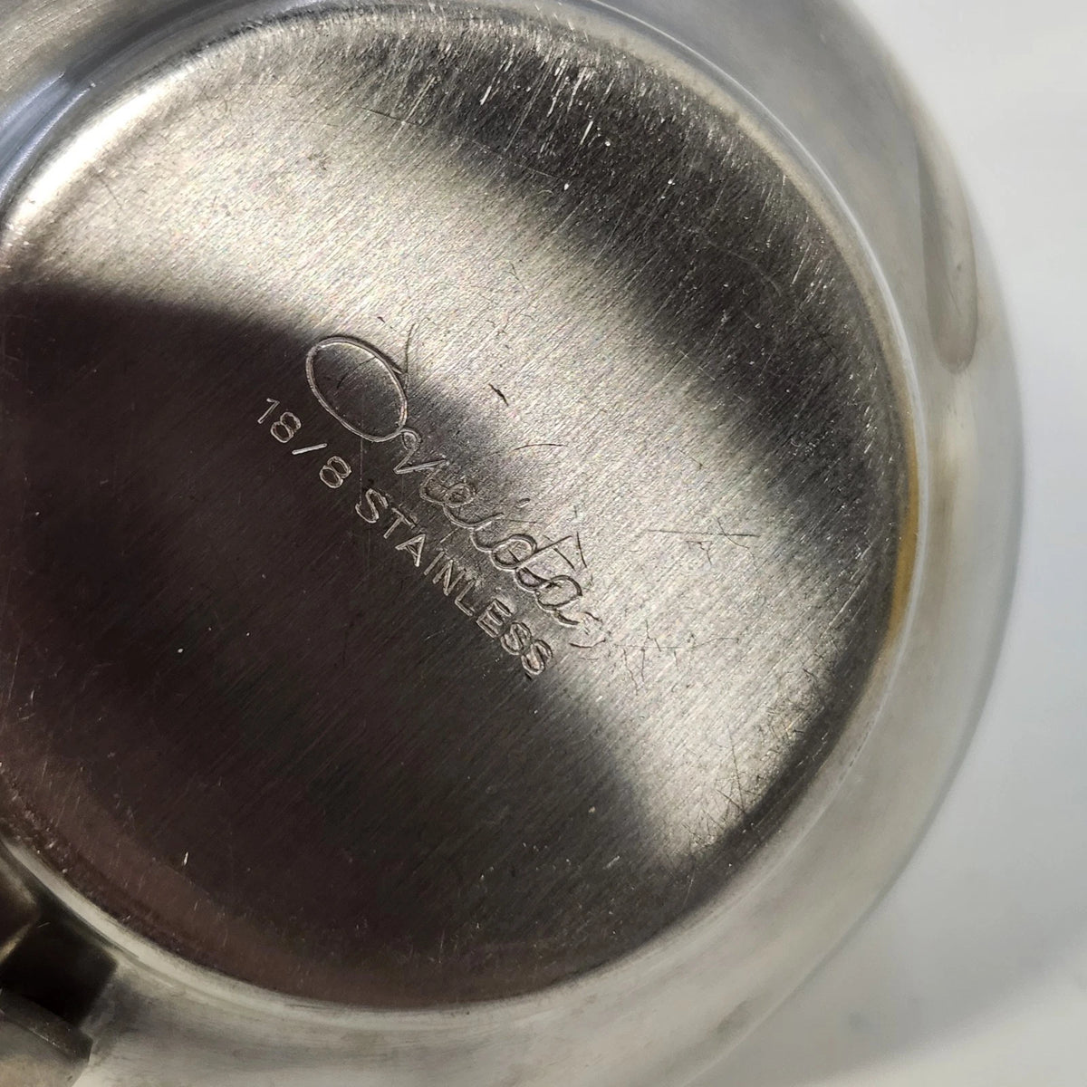 Oneida 18/8 Stainless Steel Creamer & Lidded Sugar Bowl Set Silver Japan MCM Vtg