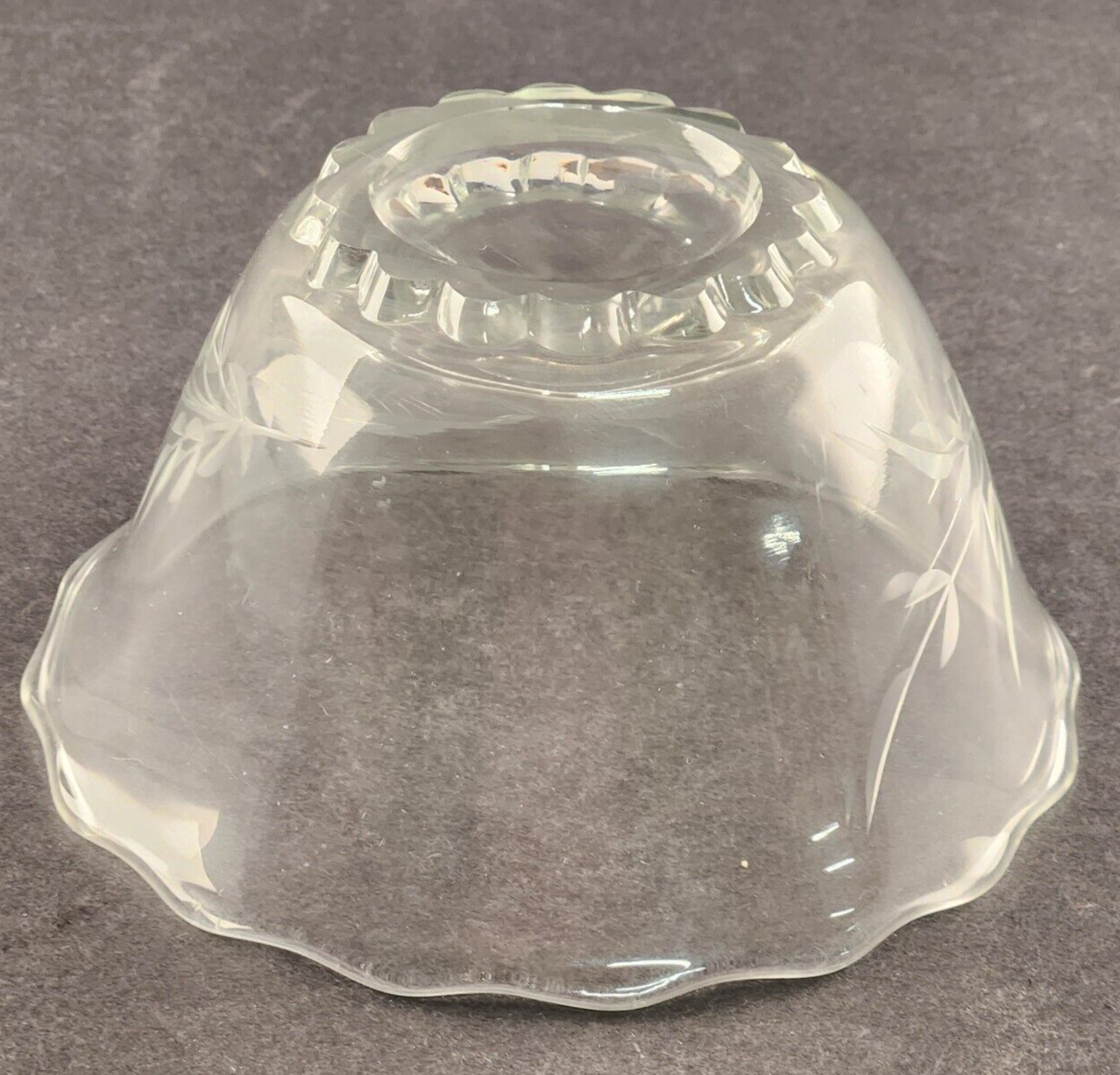 American Cut Glass Rose Cabbage Mayonnaise Bowl Liner Clear Vintage Elegant