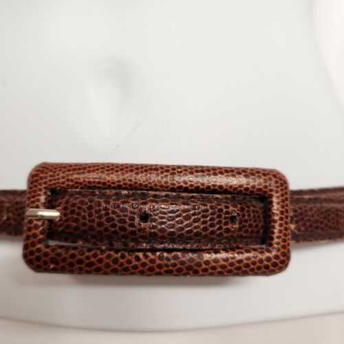 Woman's Brown Belt With Snakeskin Pattern And Brown Fabric Buckle 39"