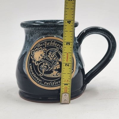 Deneen Pottery Mug Jabberwock B&B Monterey CA Blue Drip Glaze Stoneware Cup