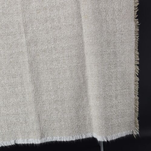 Beige Woven Tablecloth 92"x46" Polyester Cotton Nubby Texture Fringe Border