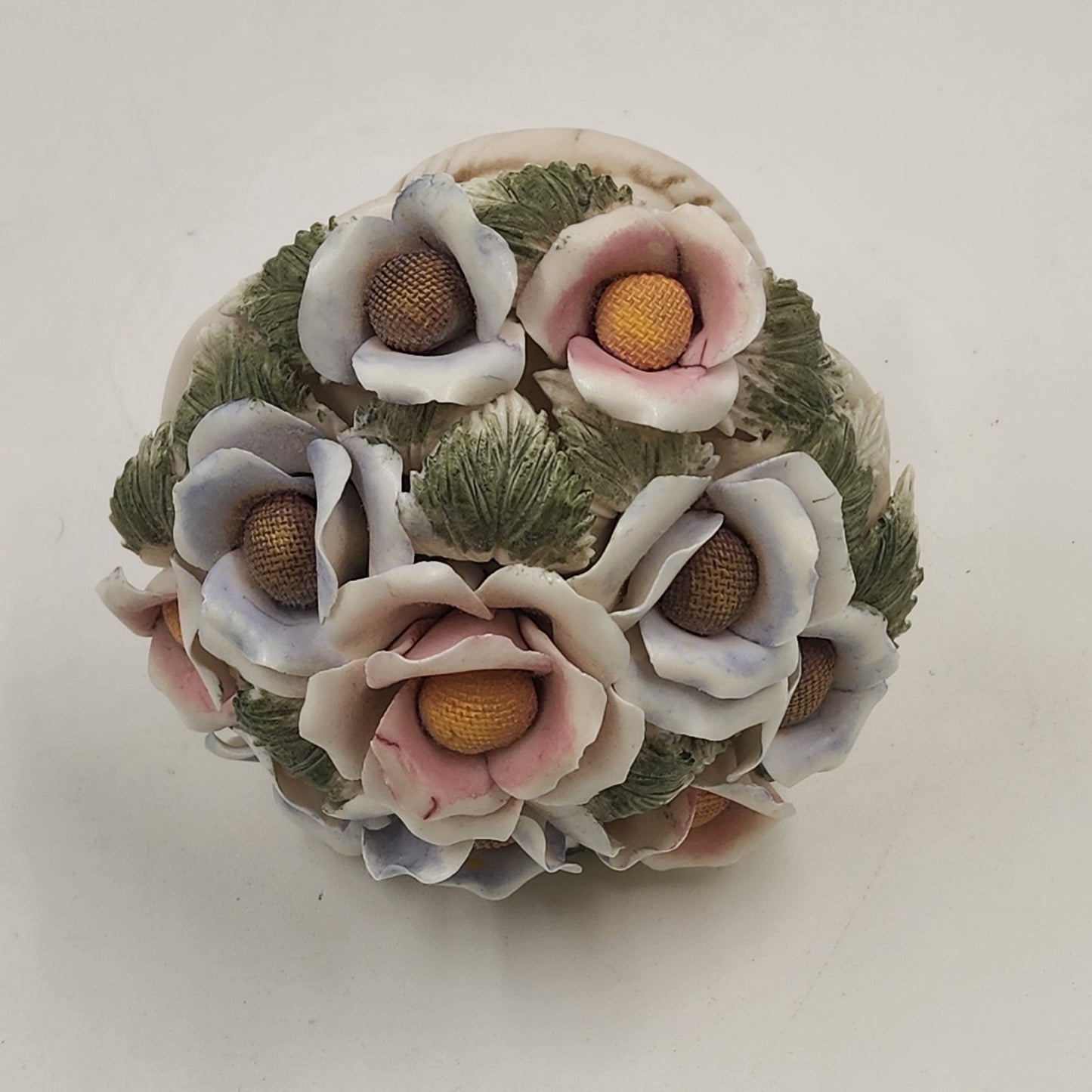 Handcrafted Italian Capodimonte Multicolor Floral Porcelain Decorative Art Vase
