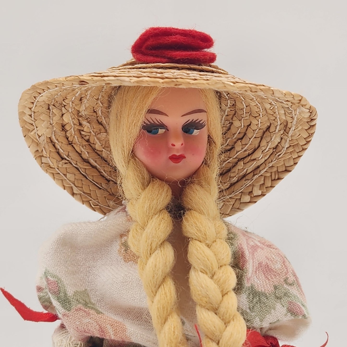 Souvenir Doll Padova Italy Blonde Blue Eyes Full Dress Apron Plastic 7.5"