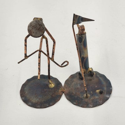 Golfer Breaking Club Rock Creek Metal Craft Art Sculpture 4.5" Vintage