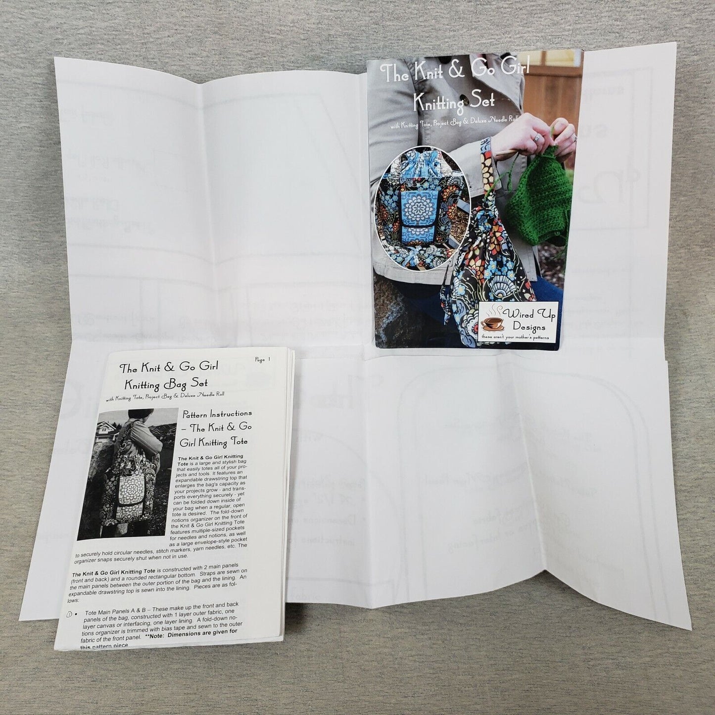 The Knit & Go Girl Knitting Set Knitting Pattern by Wired Up Designs Uncut New