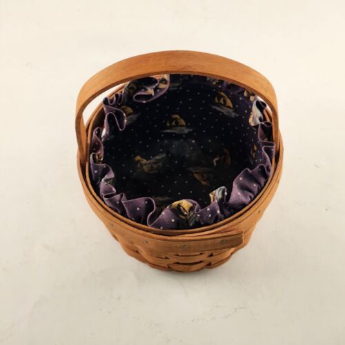 Longaberger 1991 Discovery Basket with Sailboat Fabric Liner and Fixed Handle