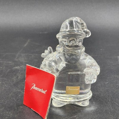 Baccarat France Stunning Clear Glass Crystal Santa Claus with Gift Figurine 4"