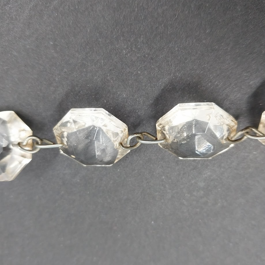 20 Pc Octagon Crystal Prism Chain Beads Glass Chandelier Candelabra Pendant 18"