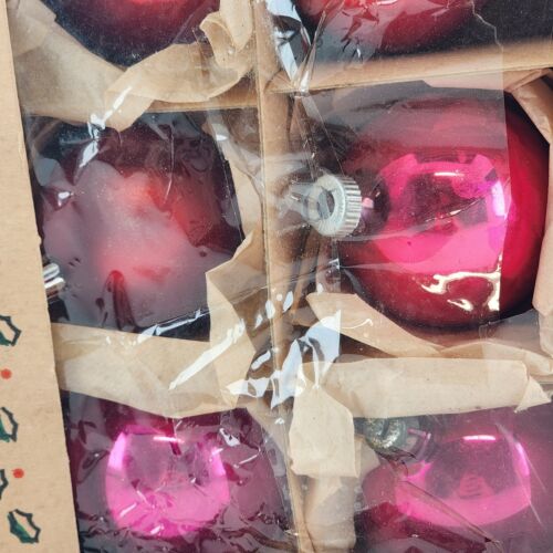 12 Ball Christmas Ornaments 2" - 2.5" Size Various Reds & Brands Vintage in Box