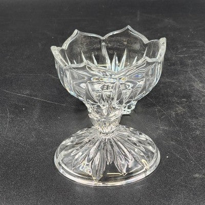 Gorham Crystal Lotus Pattern Creamer & Sugar Bowl with Lid Vtg Glass Set Germany