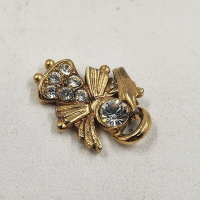 Jewelry Lot 2 pc Brooch Gold Tone Angel Lapel Pin & Rhinestone Angel Pendant