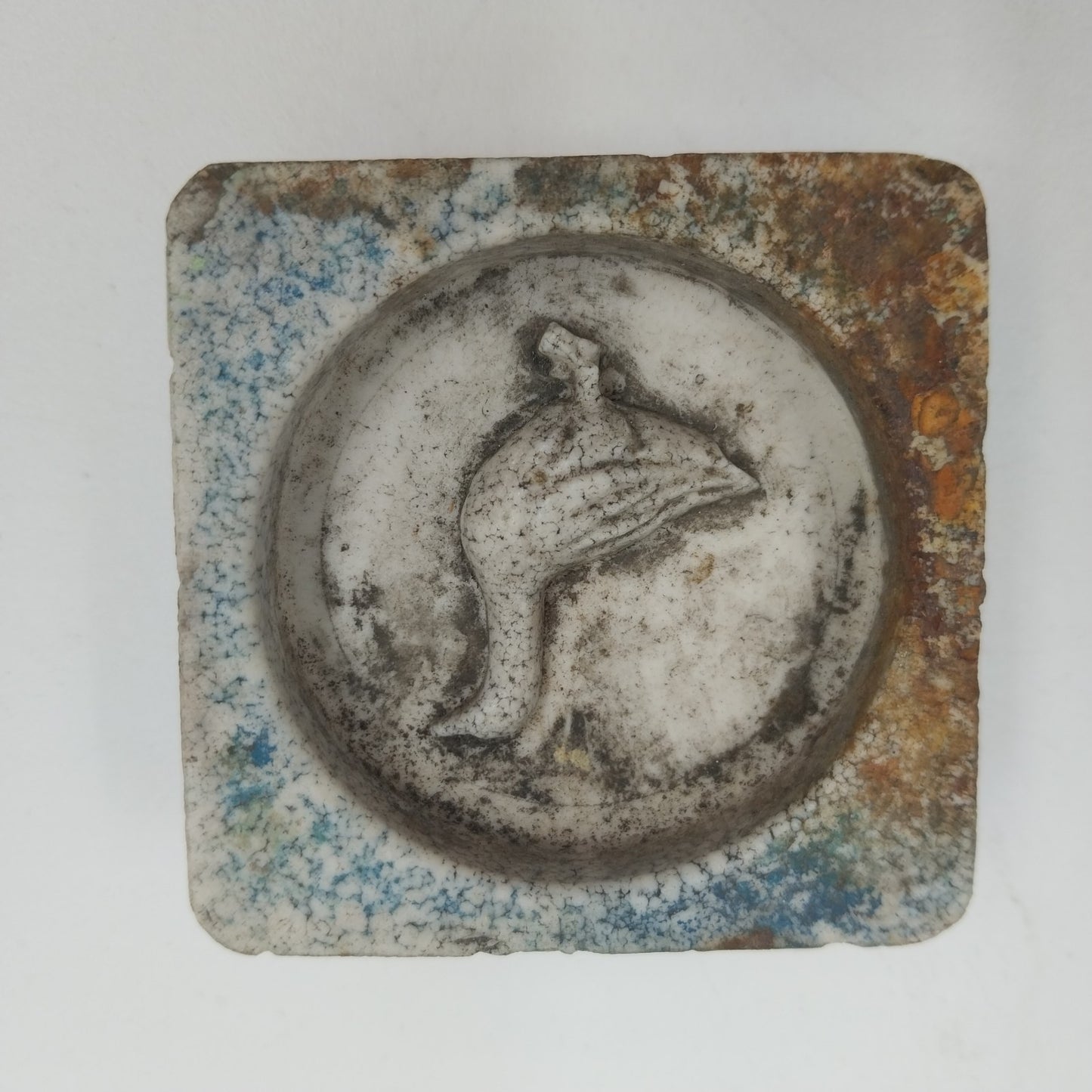 Goose Shaped Antique Candy Mold Ceramic 2.25" Square Blank Reverse Side