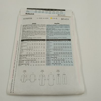 Butterick B5433 Sewing Pattern 2009 Uncut Unisex Nightshirt & Pants S-XL