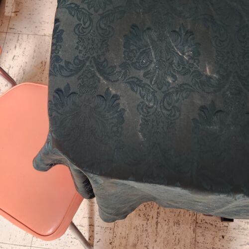 Green Tablecloth Floral Pattern 100" x 68" Oblong Rectangle Vintage