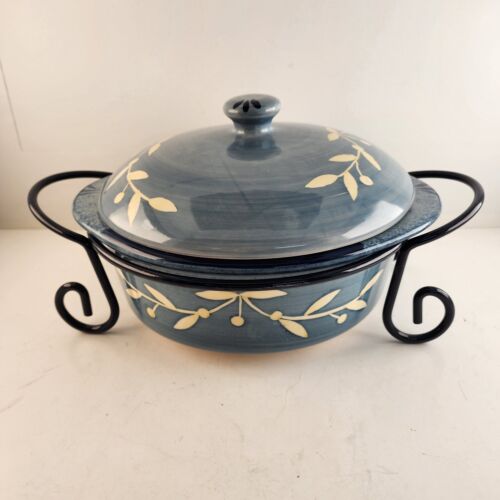 Certified International Pamela Gladding Flora Large Round Casserole Metal Stand