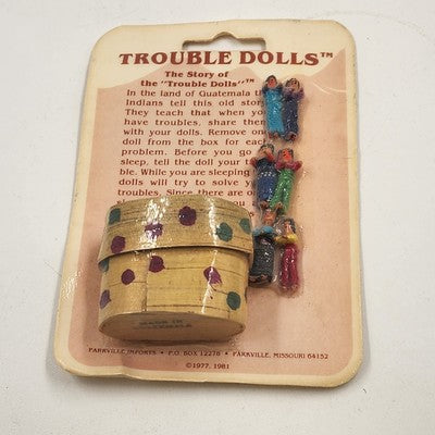 Trouble Dolls Set in Wood Box – 6 Dolls – Guatemala Parkville Imports