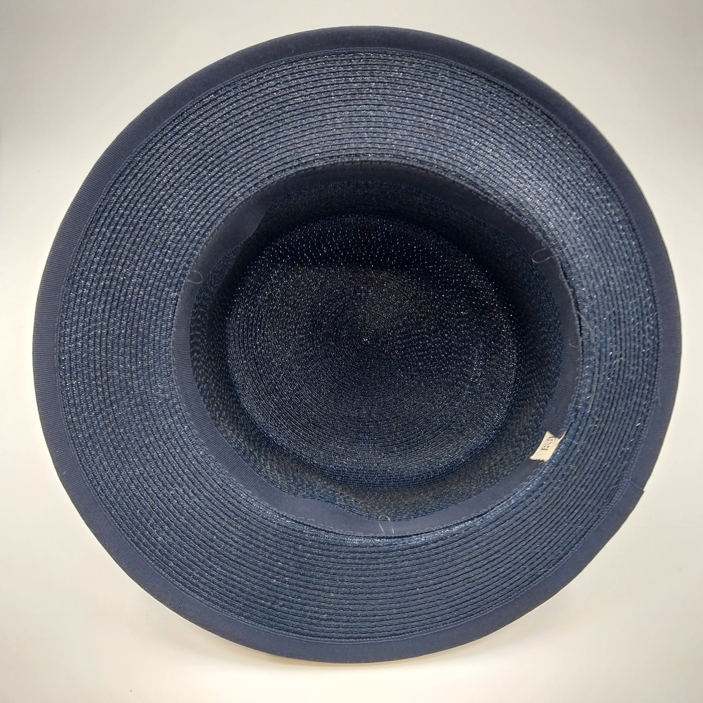 Navy Blue Hemp Braid Tall Crown Straw Fedora Summer Hat w Grosgrain Ribbon Bow