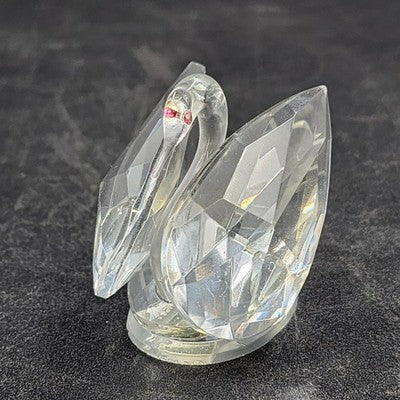 Swarovski Crystal Swan Figurine 2" with Red Eyes Elegant Collectible Vtg Decor