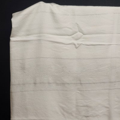 White Tablecloth with Floral Motif & Silver Thread Boarder Rectangle 80" x 52"