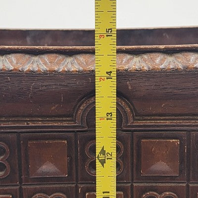 Vintage Faux Carved Wood Plastic Waste Basket Trash Can 14.75" MCM