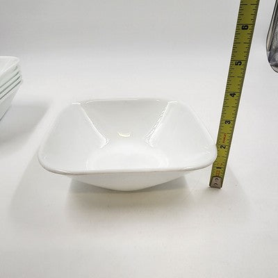 6 Corelle Vitrelle Scandia White 6.5" Square Soup Cereal Bowls Oven Safe