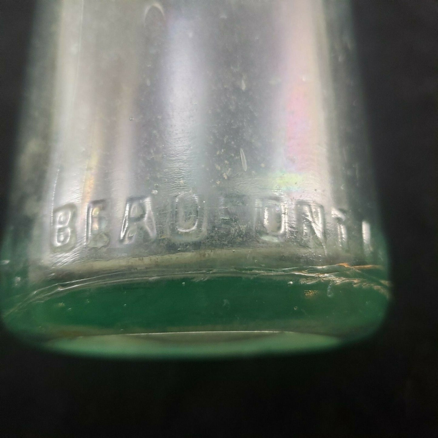 Antique Soda Bottle The Beaufont Co Richmond VA 16 Oz Embossed Printing Green