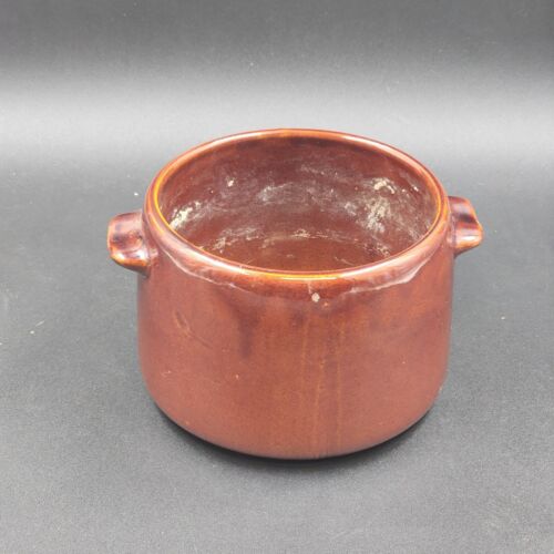 West Bend Glossy Brown Ceramic Bean Pot Pottery 7”x5" No Lid USA