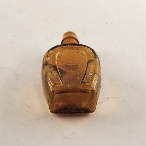 3 Horseshoe Bottle Salt Pepper Blue Amber Miniature 3.25" Glass Bitters