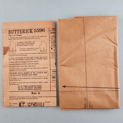Butterick 5596 Vintage Sewing Pattern Misses One Piece Dress 15 Pieces Size 12