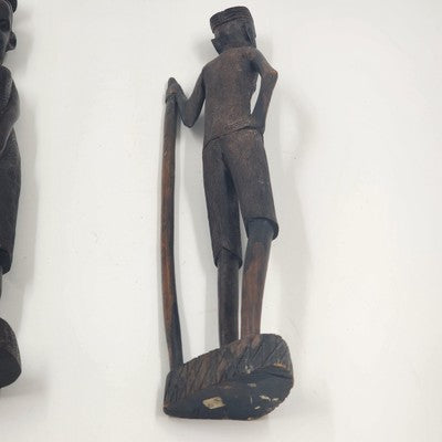 Hand Carved Ebony Tribal African Kenyan Man Woman Figurine 15"