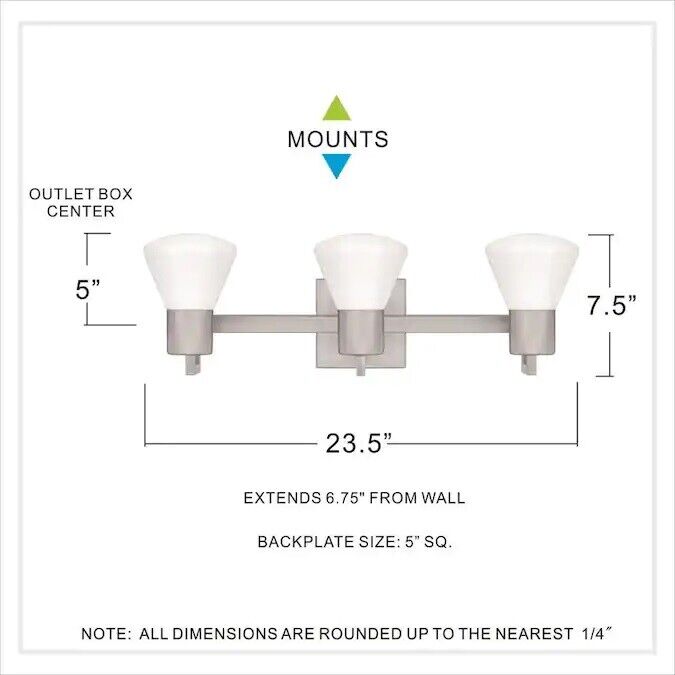 Quoizel Norton 3 Light LED Brushed Nickel Vanity Light 24 Inch