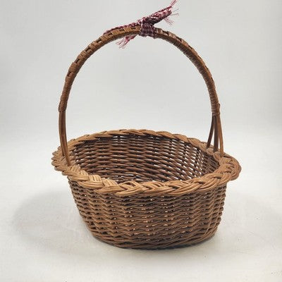 French Wicker Woven Gathering Basket Picnic Basket with Handle Farmhouse Cottage