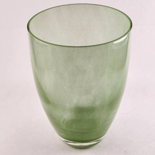 Large Green Hurricane Blown Glass Vase Bowl Candle Holder 7¼" Diameter x 10"