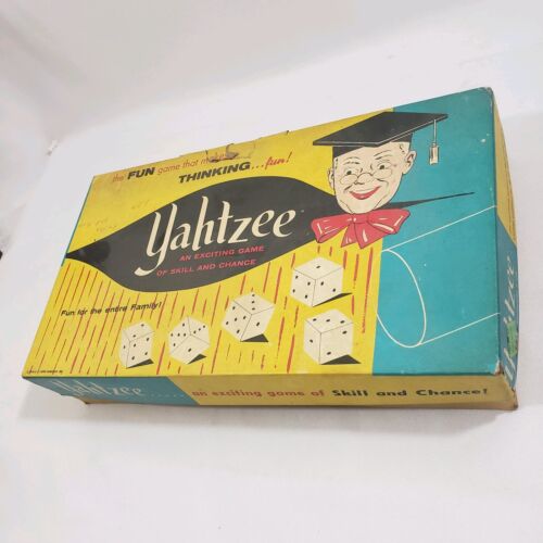 Vintage Yahtzee Dice Game Complete ©1961 ES Lowe Co Game That Makes Thinking Fun