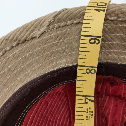 Country Gentlemen Trav'ler Tan Corduroy Fedora Hat w/Black Lined Feathers 11"