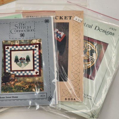 Lot of 8 Applique Quilting Cross-Stitch Patterns & Booklets for Sewing Projects