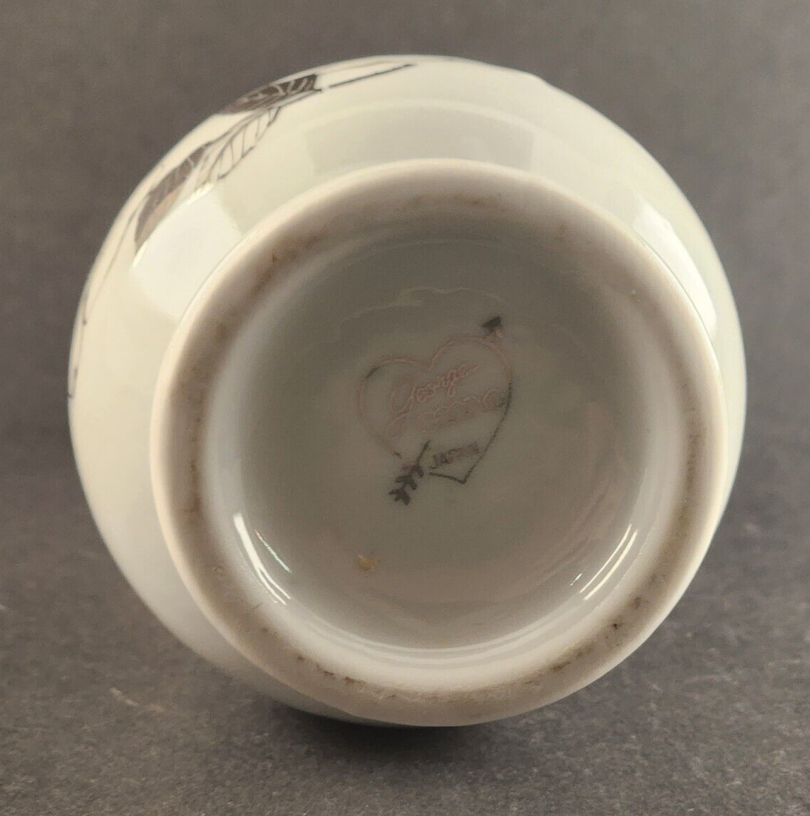 25th Anniversary Bud Vase Fine China 6½ Inch Tall White and Silver Lining